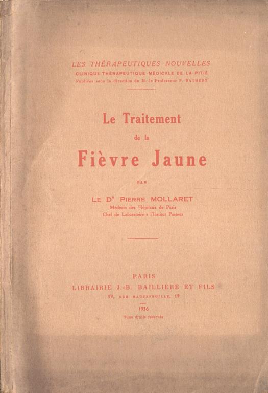 Le traitement de la fièvre jaune - copertina