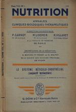 Nutrition Tome VIII N° 1 Anno 1938. Le système rèticulo-endothélial. Ses réactions physiologiques