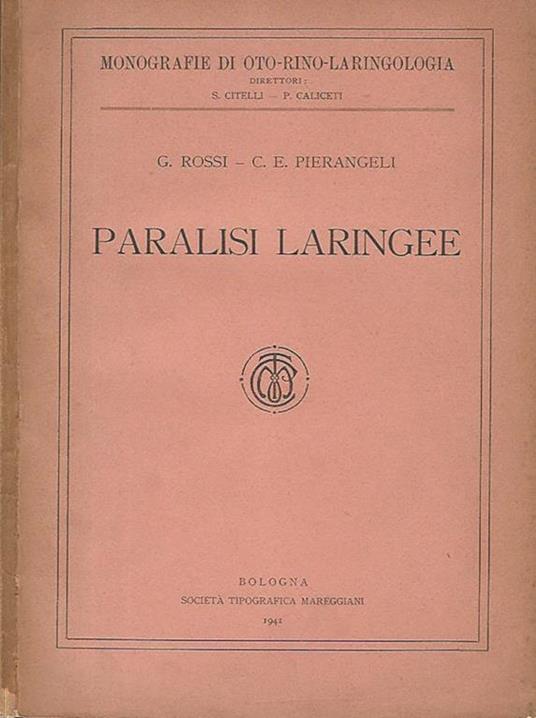 Paralisi laringee - G. Rossi - copertina