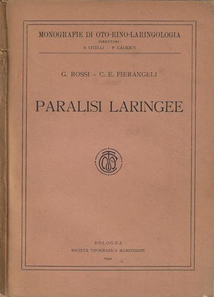 Paralisi laringee - G. Rossi - copertina