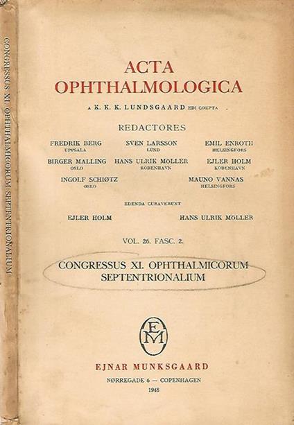 Congressus XI. Ophthalmicorum Septentrionalium - copertina