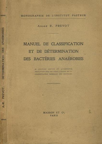 Manuel de classification et de determination des bacteries anaerobies - copertina