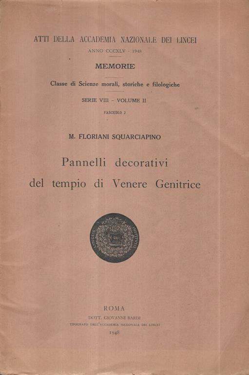 Pannelli decorativi del Tempio di Venere Genitrice - Maria Floriani Squarciapino - copertina