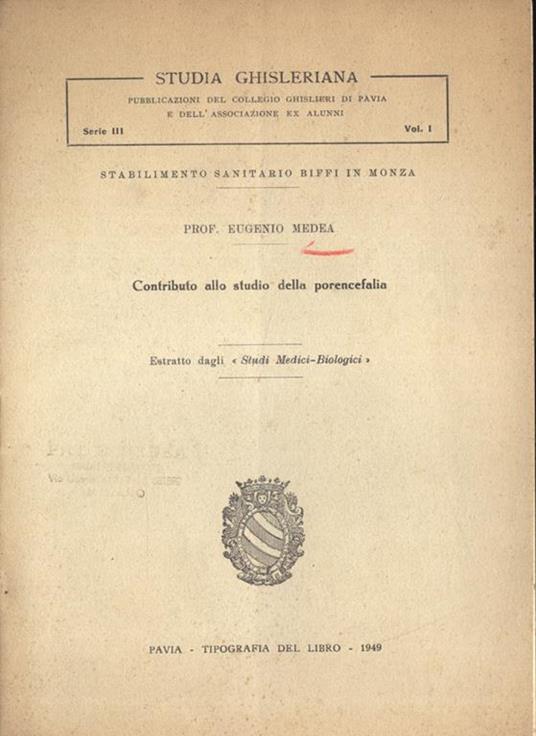 Contributo allo studio della porencefalia - copertina