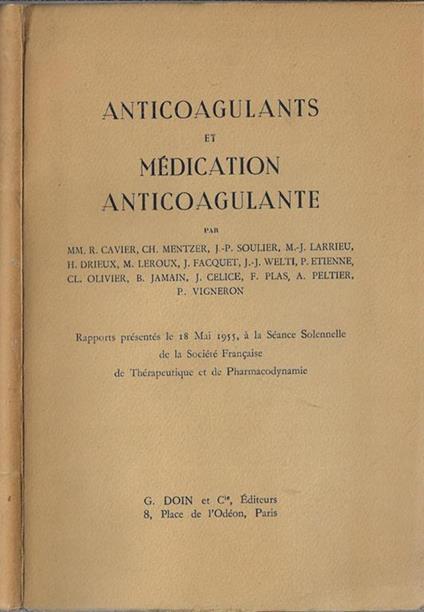 Anticoagulants et médication anticoagulante - copertina