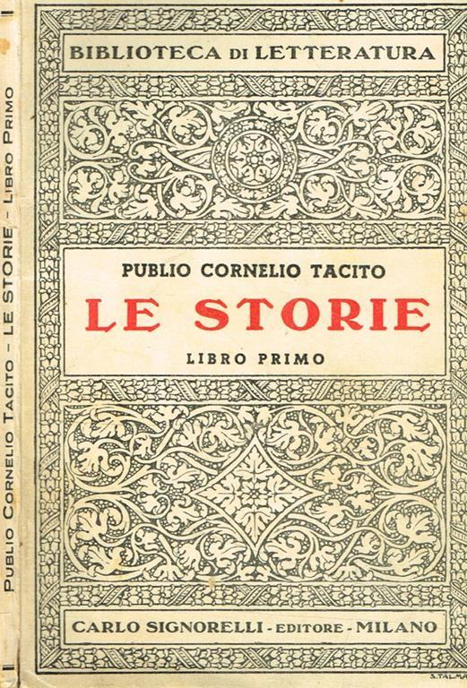 Le storie. Libro primo - P. Cornelio Tacito - copertina