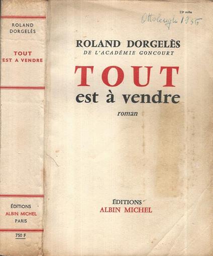 Tout est à vendre - Roland Dorgeles - copertina