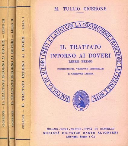 Il trattato intorno ai doveri 3voll. - M. Tullio Cicerone - copertina