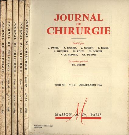 Journal de chirurgie Tome 92 n. 1 - 2, 3, 4, 5, 6 - copertina