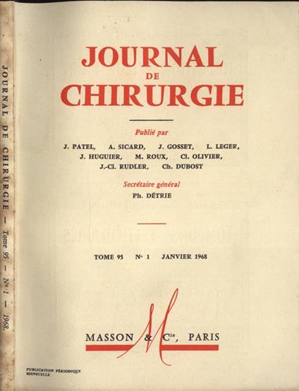 Journal de chirurgie Tome 95 n. 1 - copertina