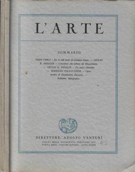 L' arte anno 1936 Vol VII fascicolo III, IV. Rivista trimestrale di storia dell'arte medioevale e moderna - Adolfo Venturi - copertina