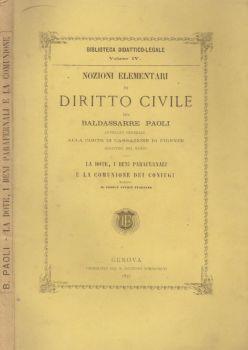 Nozioni elementari di Diritto Civile. La dote, i beni parafernali e la comunione dei coniugi secondo il codice civile italiano - Baldassarre Paoli - copertina