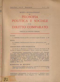 Rivista internazionale di filosofia politica e sociale e di diritto comparato n. 2 Anno 1970 - copertina