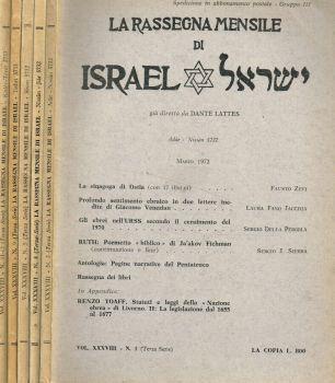 La rassegna mensile di Israel. N.3, 4, 5, 9, 11/12. Anno 1972 terza serie - Dante Lattes - copertina