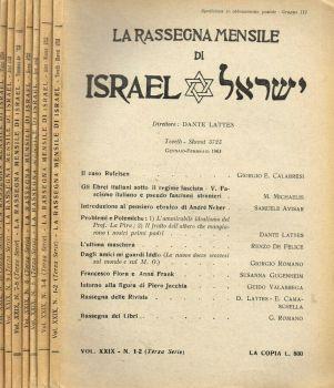 La rassegna mensile di Israel. N.1/2, 3/4, 5, 6, 7/8, 9, 10. Anno 1969 terza serie - Dante Lattes - copertina