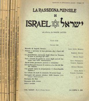 La rassegna mensile di Israel. N.1, 2, 4, 6, 7, 8, 9, 12. Anno 1968 terza serie - Dante Lattes - copertina