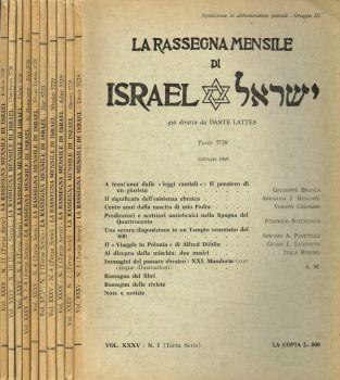 La rassegna mensile di Israel. N.1, 2, 3, 4, 5, 6, 7/8, 9, 10, 11, Anno 1969 terza serie - Dante Lattes - copertina