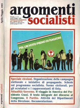 Argomenti Socialisti 1985. Periodico di orientamento per i quadri del PSI - copertina