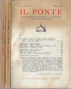 Il ponte anno 1962 N. 2, 4. Rivista mensile di politica e letteratura fondata da Piero Calamandrei - Piero Calamandrei - copertina