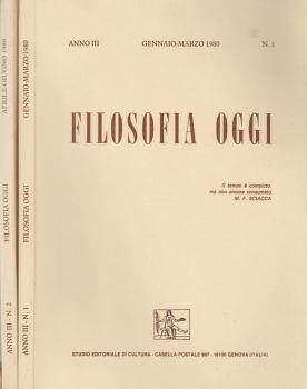 Filosofia Oggi. Anno III - N. 1, 2 - Maria Adelaide Raschini - copertina