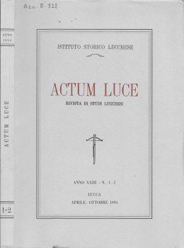 Actum luce. Rivista di studi lucchesi - copertina