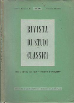 Rivista di studi classici, anno VI, fascicolo III - Aa.vv. - copertina