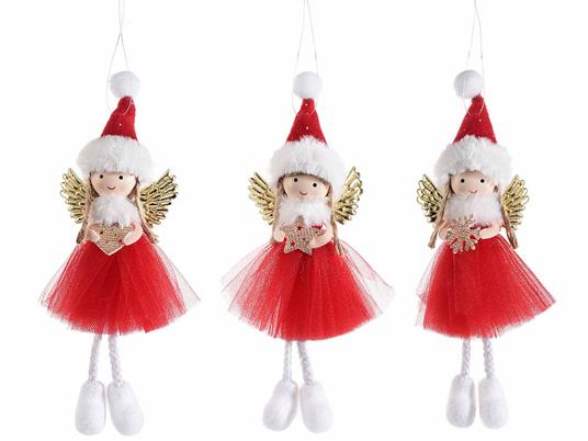 Angeli di Natale con Abito Rosso Decorazioni per Albero, Casa, Vetrine Set da 9 Idea Regalo - 2