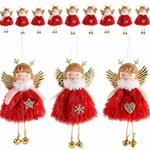 Angeli di Natale con Abito Rosso Decorazioni Natalizie da Appendere per Albero, Casa, Vetrine Set da 12 Idea Regalo