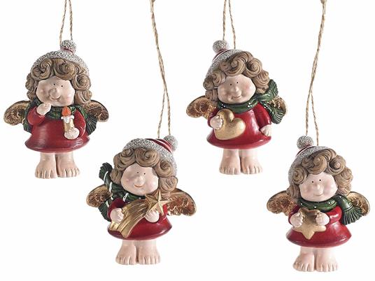 Decorazioni da Appendere per Albero di Natale in Resina Addobbi a Forma di Angioletti Set 8 Pezzi  Altezza 6,5 Cm