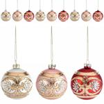 Palline per Albero di Natale in Vetro con Strass Addobbi Artigianali Set 12 Pz