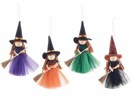 Befana con Scopa e Abito in Tulle Decorazioni per Casa, Albero e Camino 8 Pezzi