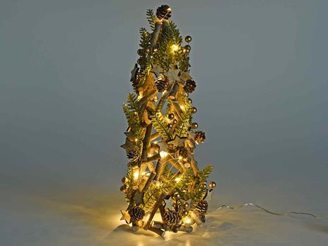 Albero di Natale da Tavolo con Pigne, Stelle e Bacche Decorazione per la Casa Altezza 40 Cm - 2