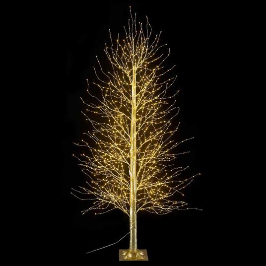 Albero Natalizio Dorato con 1700 Luci Led Bianco Caldo Interni ed Esterni Altezza 2,1 Metri 297 Rami