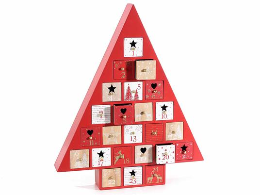 Calendario dell''Avvento in Legno a Forma di Albero di Natale Altezza 38 Cm - 2