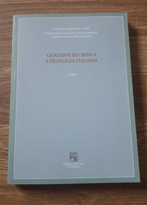 Quaderni Di Critica E Filologia Italiana 1 -2004 - copertina