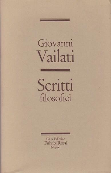 Scritti filosofici - Giovanni Vailati - copertina