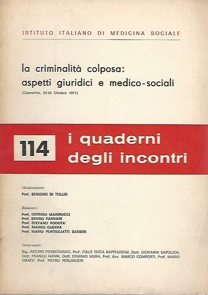 La criminalità colposa: aspetti giuridici e medico-sociali - copertina