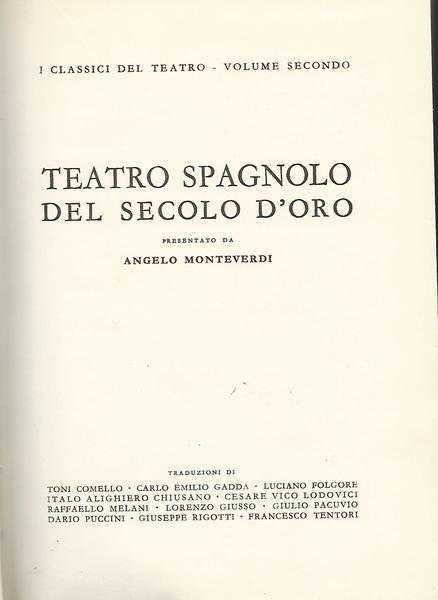 Teatro spagnolo del secolo d'oro - Angelo Monteverdi - copertina