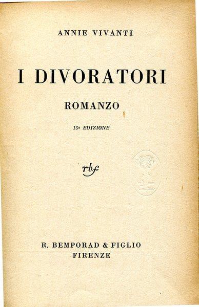 I divoratori - Annie Vivanti - copertina