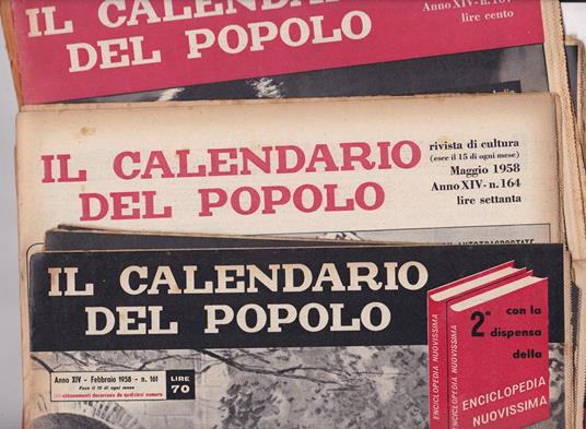 Il Calendario del Popolo. 1958. Annata completa - copertina