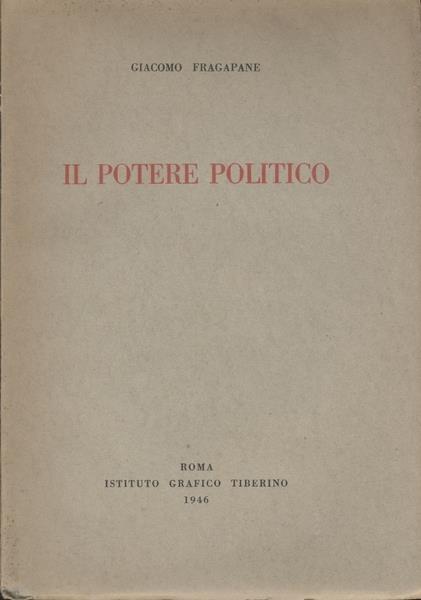 Il Potere Politico - Giacomo Fragapane - copertina