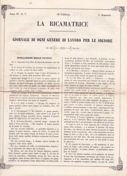 La ricamatrice. Giornale di ogni genere di lavoro (.). 12 Febbraio 1851 - copertina