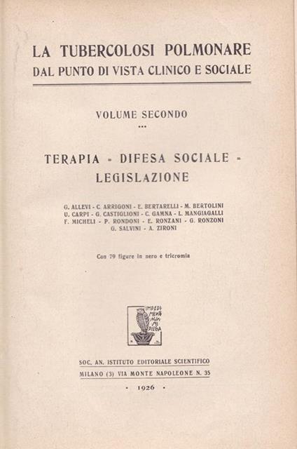 La tubercolosi polmonare dal punto di vista clinico e sociale. II - copertina