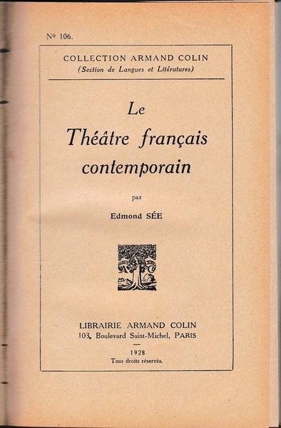 Le Théâtre français contemporain - Edmond Sée - copertina