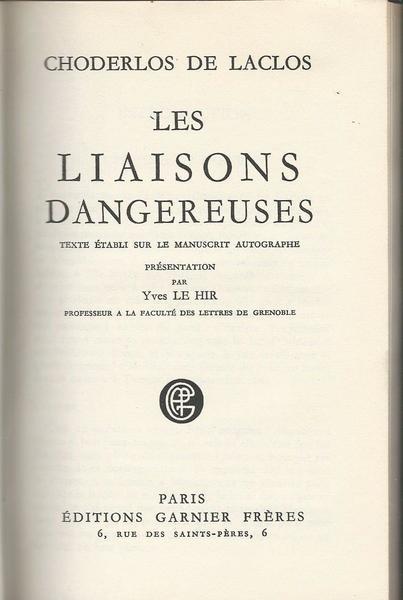 Les liaisons dangereuses - Pierre Choderlos de Laclos - copertina