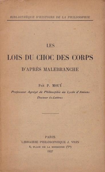 Les lois du choc des corps d'aprés Malebranche - P. Mouy - copertina