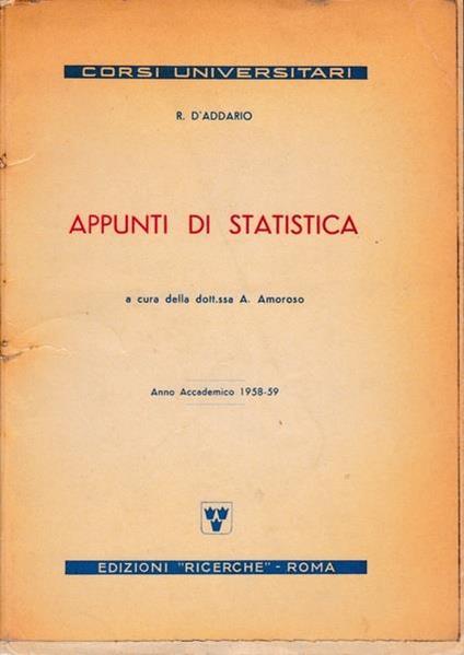 Appunti di Statistica - R. D'Addario - copertina