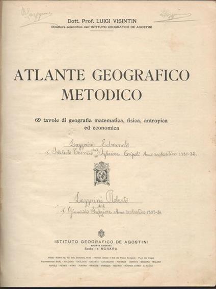 Atlante Geografico Metodico - Luigi Visintin - copertina