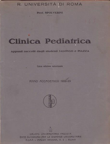 Clinica pediatrica (Appunti universitari dattiloscritti) - Spolverini - copertina