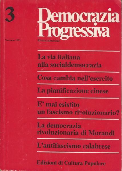 Democrazia Progressiva. Rivista Trimestrale. Novembre 1975 N. 3 - copertina